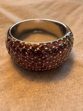 Avon Pink Pavé Dome Ring in Silver-Tone